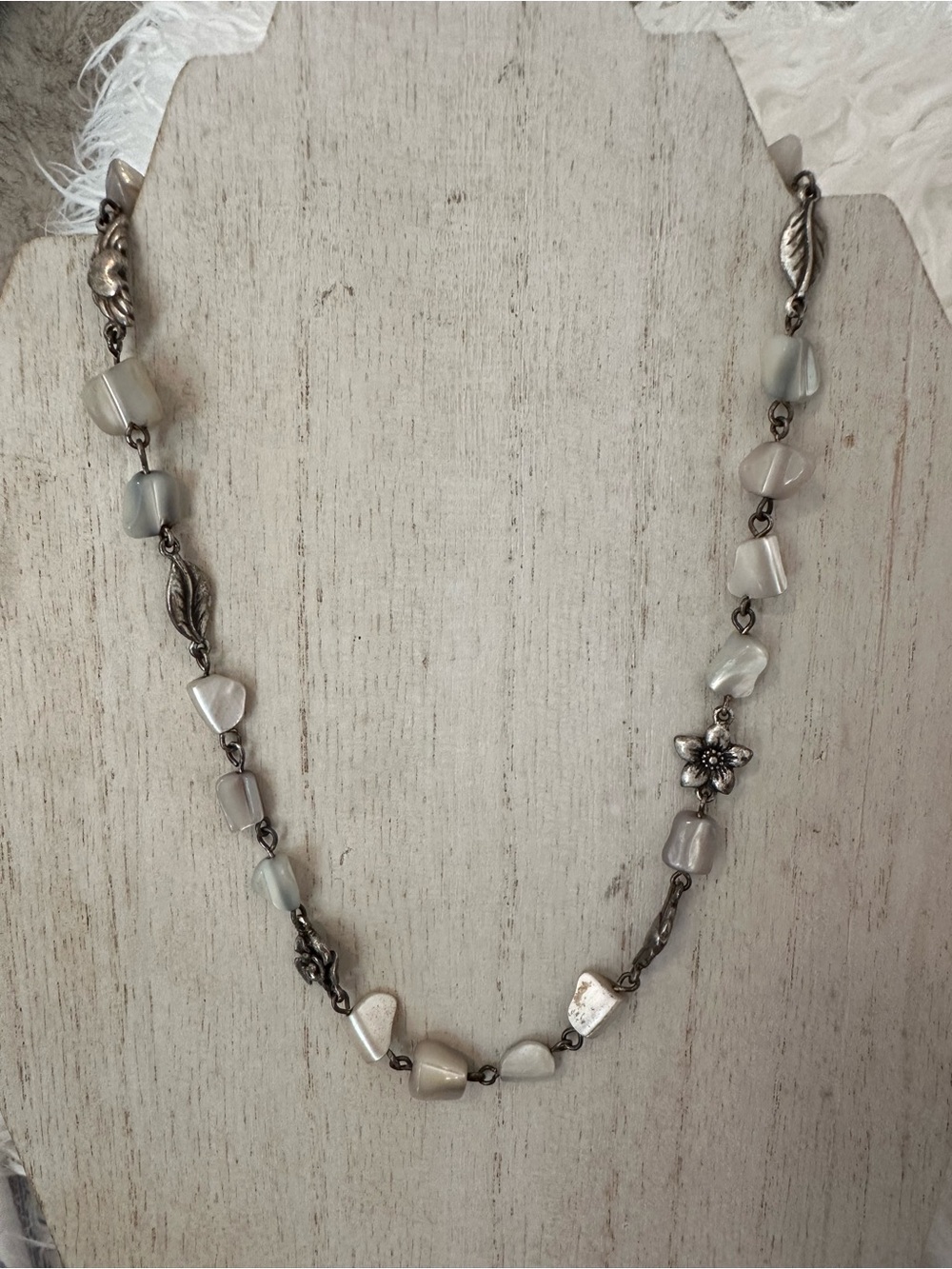 Silver-Tone Mother-of-Pearl Beaded Necklace - Women Jewelry